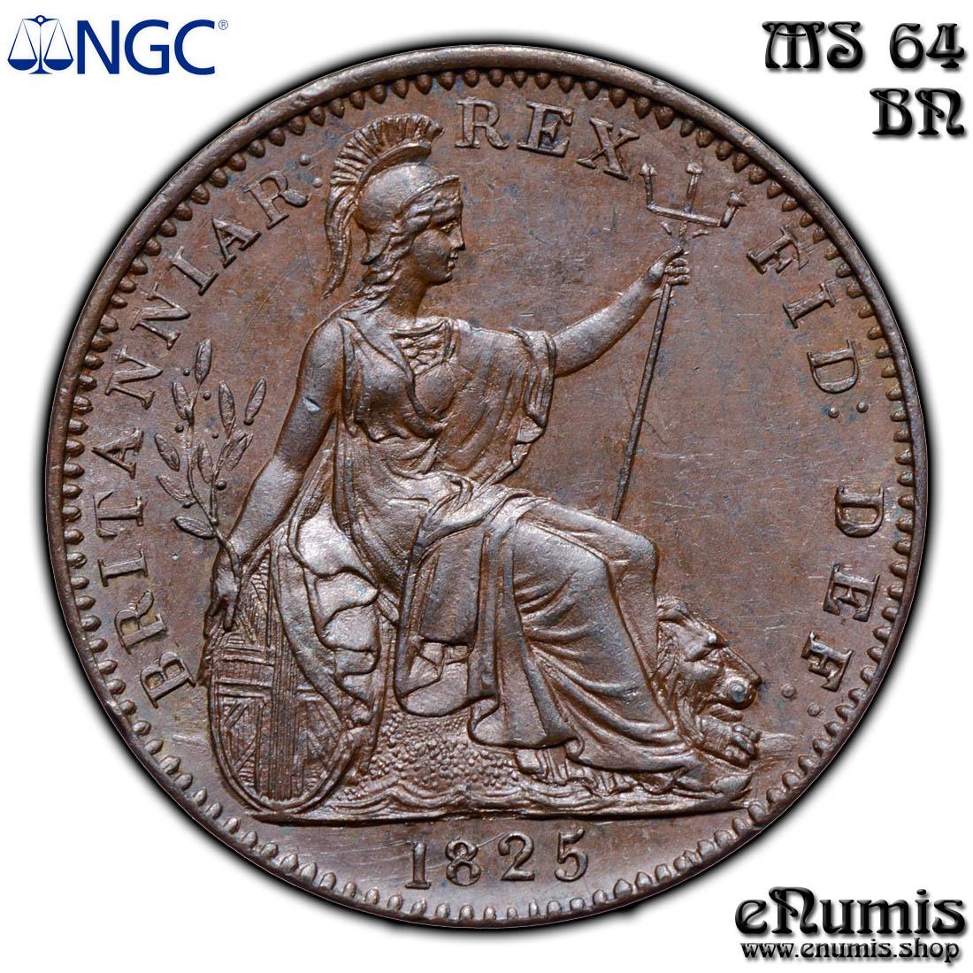Great Britain, George IV, Farthing 1825, NGC MS 64 BN