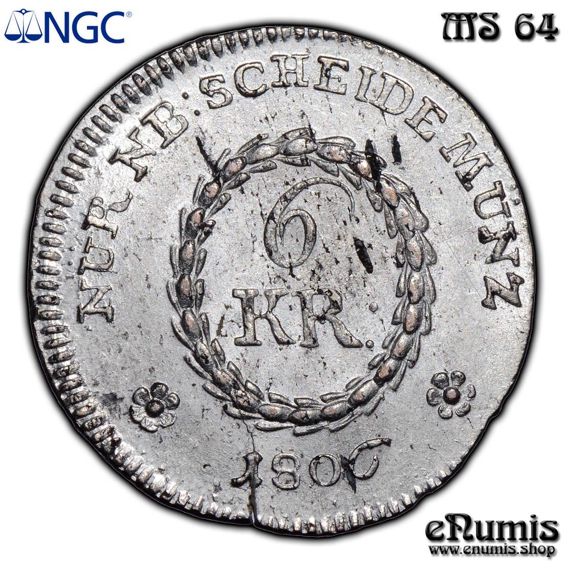 Germany, Nurnberg, 6 Kreuzer 1806, NGC MS 64