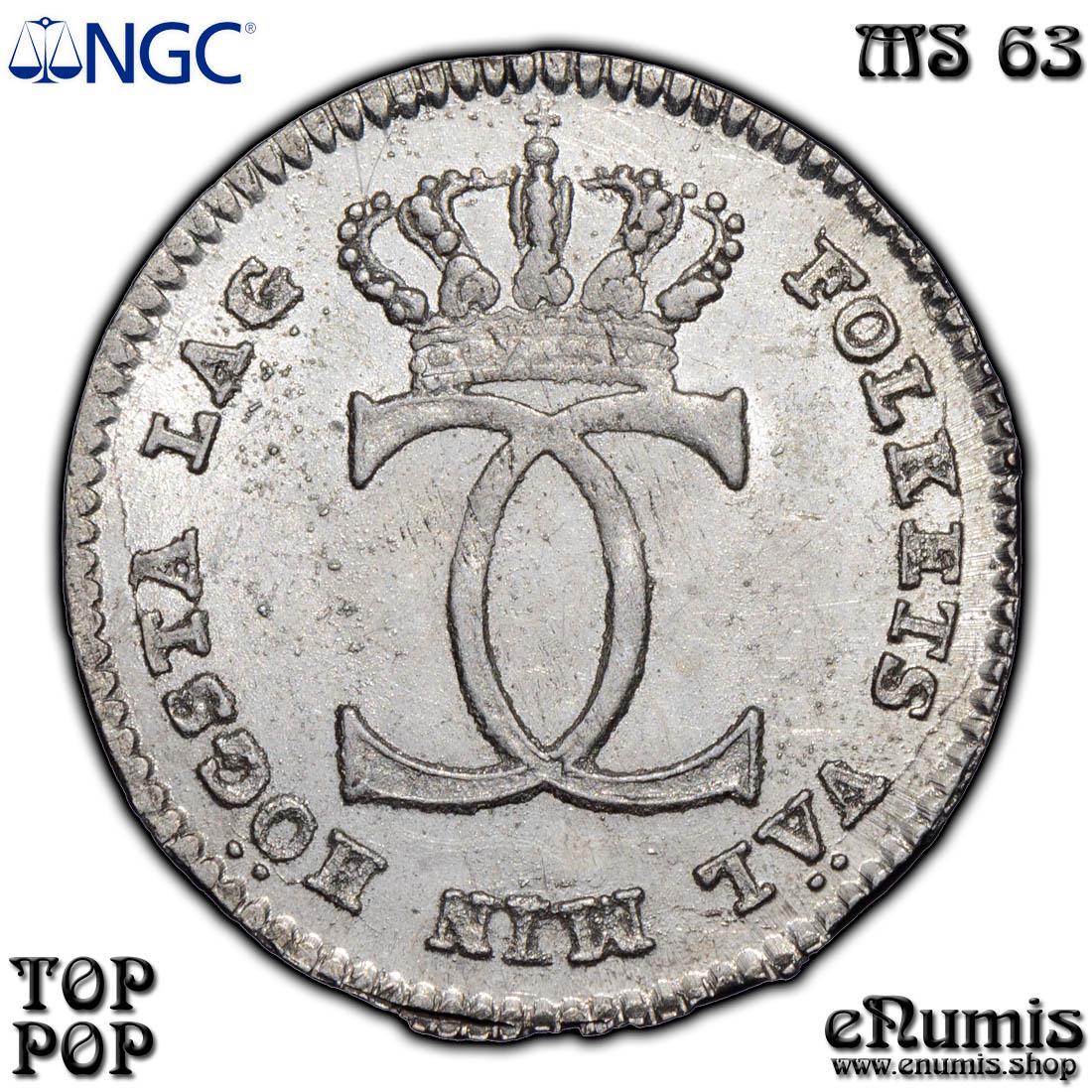 SWEDEN, Karl XIII, 1/24 Riksdaler 1810, Top Pop, NGC MS 63 SWEDEN, Karl XIII, 1/24 Riksdaler 1810, Top Pop, NGC MS 63