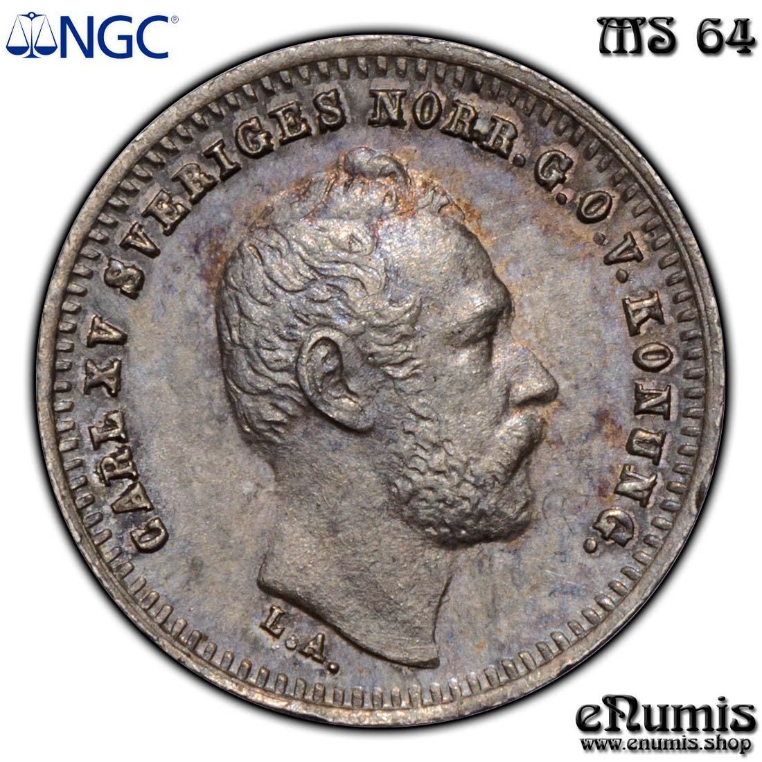 SWEDEN, Karl XV, 10 Ore 1867, NGC MS 64 SWEDEN, Karl XV, 10 Ore 1867, NGC MS 64
