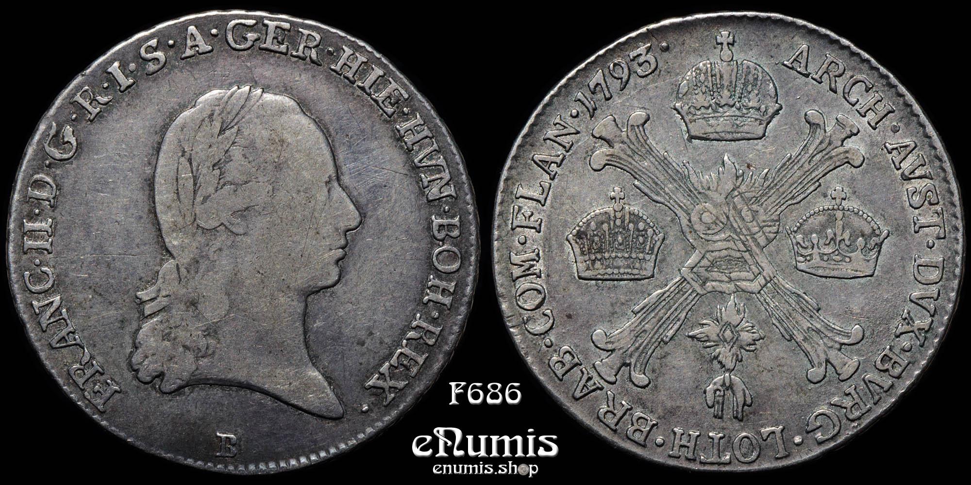 AUSTRIA, Franz II, 1/4 Taler 1793 B, Kremnitz, VF/VF-XF