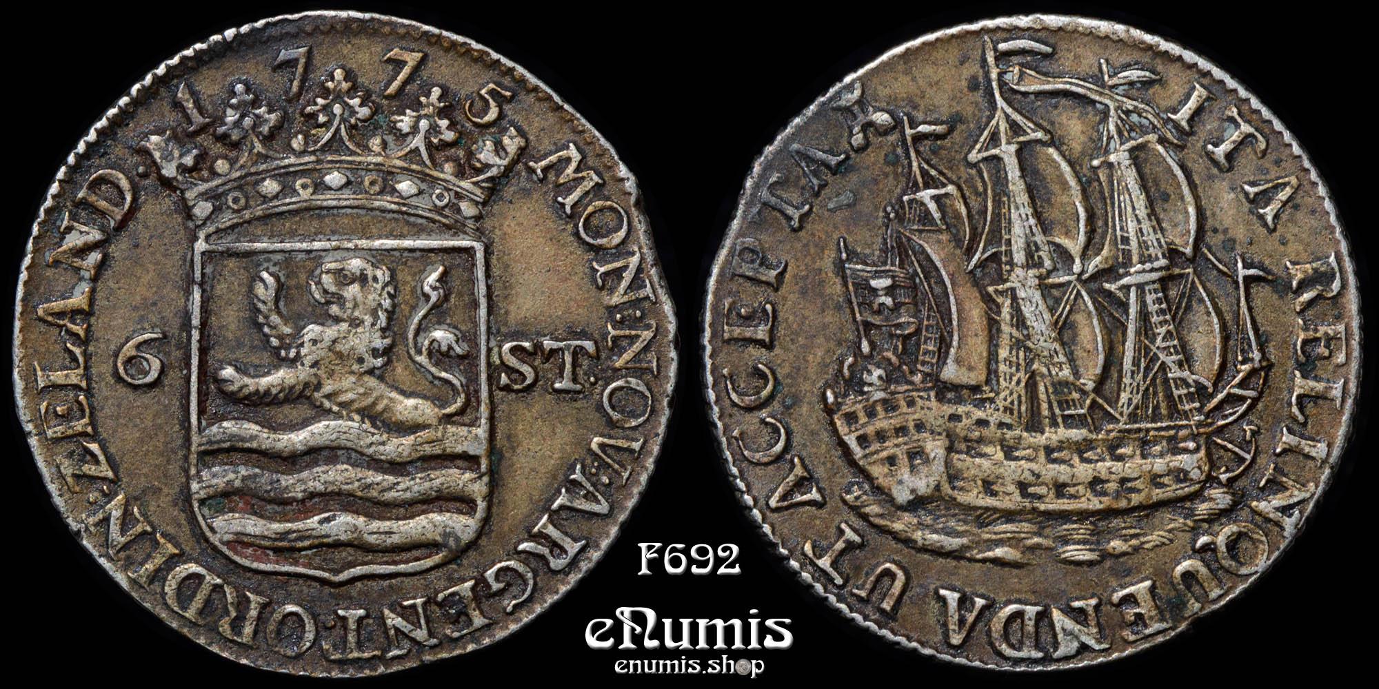 Netherlands, Zeeland, 6 Stuivers 1775, XF Netherlands, Zeeland, 6 Stuivers 1775, XF