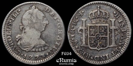 MEXICO, Carlos III, 1 Real 1773 FM, inverted FM, VF+/VF-XF