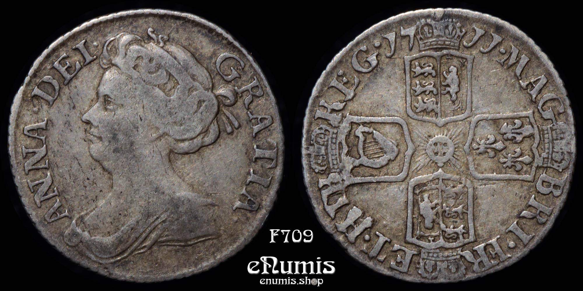 Great Britain, Anne, 6 Pence 1711, Large lis variety, VF+