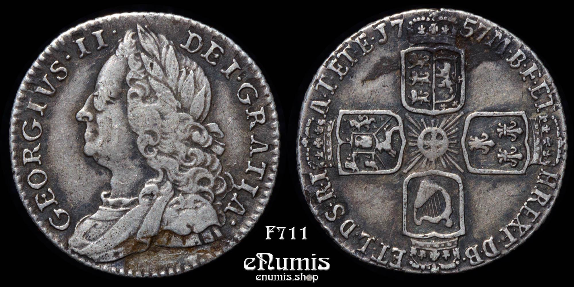 Great Britain, George II, Sixpence 1757, VF+