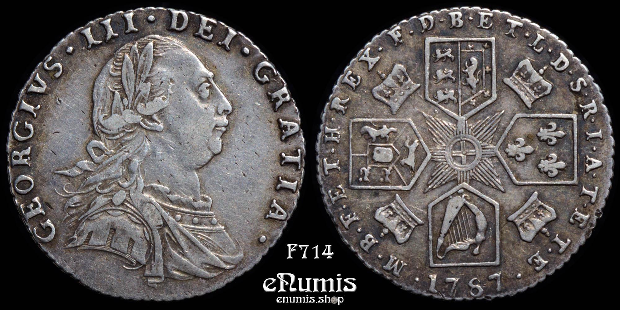 Great Britain, George III, Sixpence 1787, no hearts, VF-XF Great Britain, George III, Sixpence 1787, no hearts, VF-XF