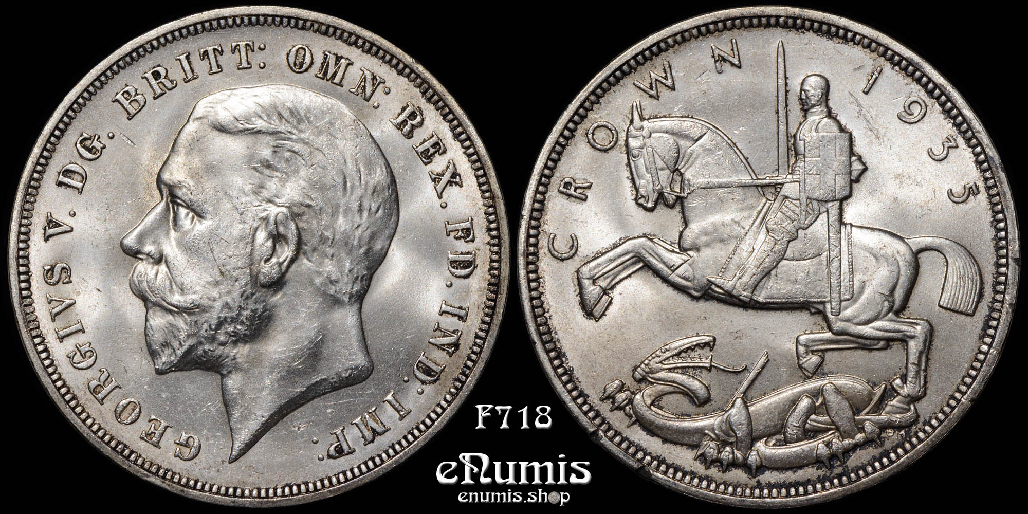 Great Britain, George V, Crown 1935, Art Deco, UNC