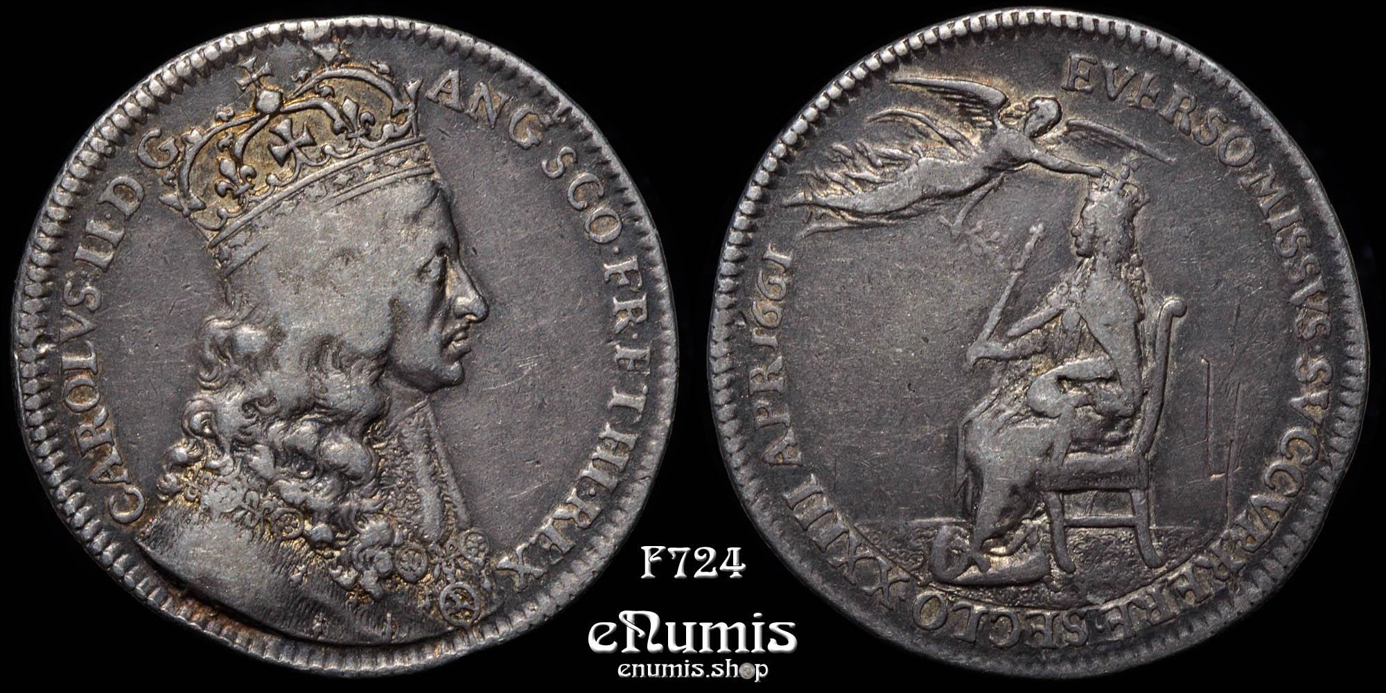 Great Britain, Charles II, Coronation Medal 1661, silver, by T. Simon, VF-XF Great Britain, Charles II, Coronation Medal 1661, silver, by T. Simon, VF-XF