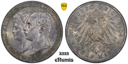 Germany, Mecklenburg Schwerin, Friedrich Franz IV, 5 Mark 1904, PCGS MS 64