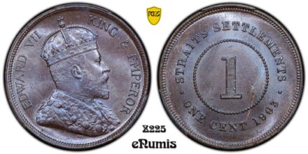 Straits Settlements, Edward VII, 1 Cent 1903, Top Pop, PCGS MS 64 BN