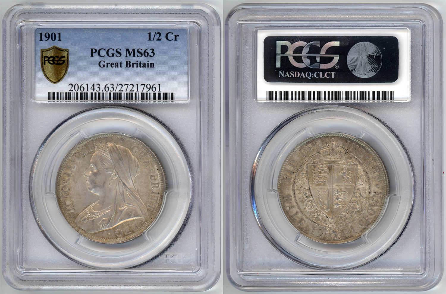 Great Britain, Victoria, Halfcrown 1901, nicely toned, PCGS MS 63