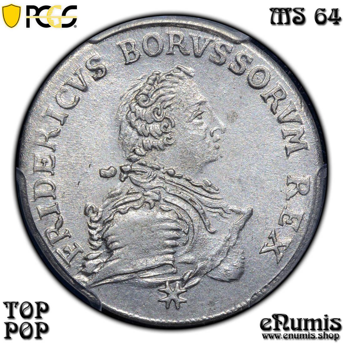 Germany, Prussia, Friedrich II the Great, 1/6 Taler 1752, Top Pop, PCGS MS 64 Germany, Prussia, Friedrich II the Great, 1/6 Taler 1752, Top Pop, PCGS MS 64