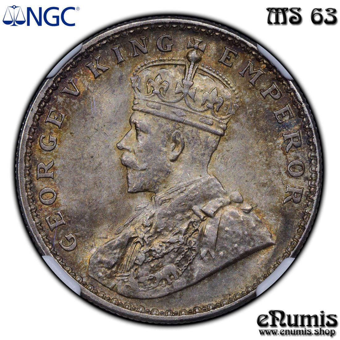 INDIA, George V, Rupee 1919, Calcutta, Nicely toned, NGC MS 63