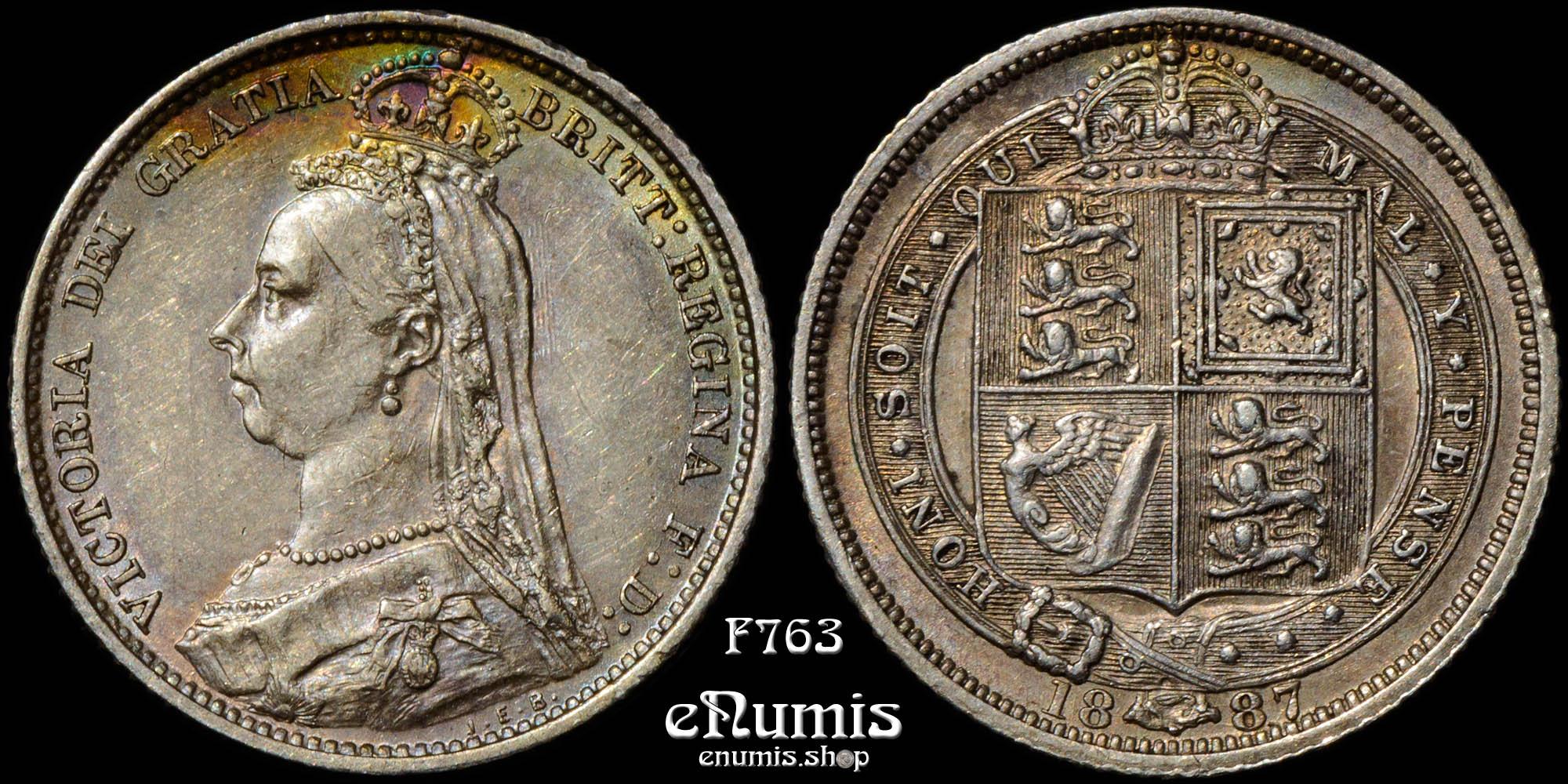 Great Britain, Victoria, Sixpence 1887, R over I in Victoria, Rare!, XF-UNC