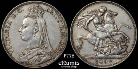 Great Britain, Victoria, Crown 1892, rarest year, XF+/XF-UNC