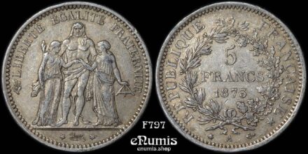 FRANCE, Third Republic, 5 Francs 1873 A, Paris, aXF