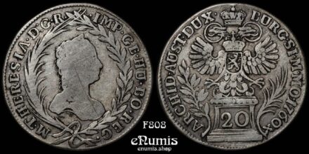 AUSTRIA, Maria Theresa, 20 Kreuzer 1760, Prague, VF