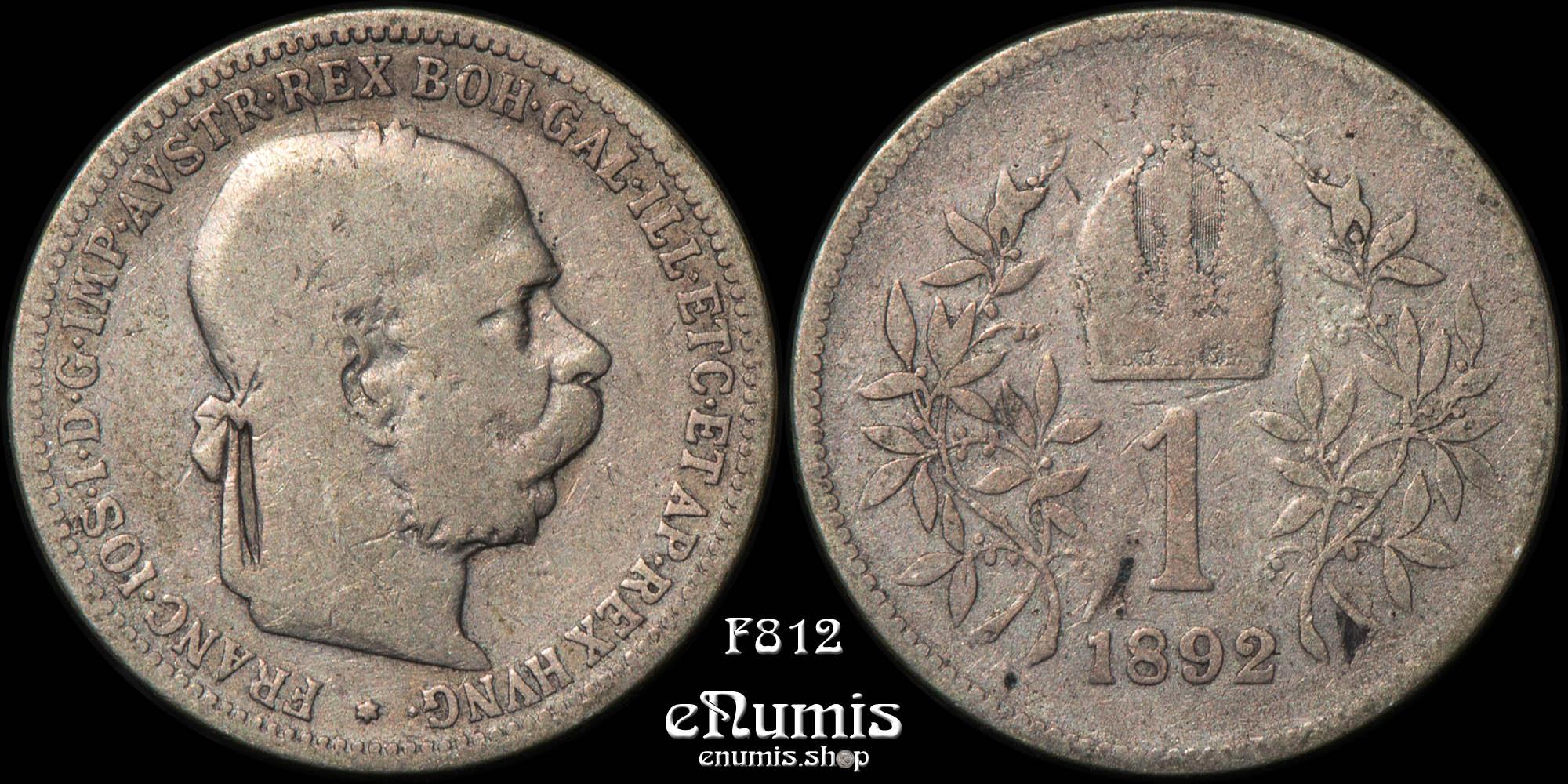 AUSTRIA, Franz Joseph I, 1 Corona 1892, Key date, Rare!, Fine