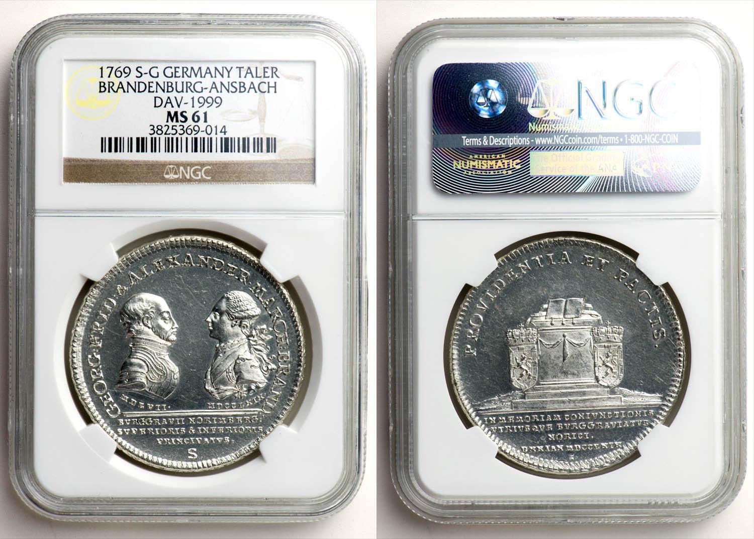 Germany, Brandenburg Ansbach, Alexander, Taler 1769, NGC MS 61