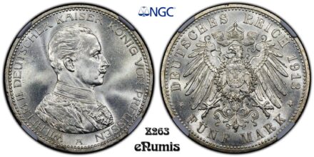 Germany, Prussia, Wilhelm II, 5 Mark 1913, NGC MS 65