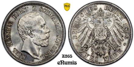 Germany, Schwarzburg Sondershausen, 2 Mark 1896, PCGS MS 64