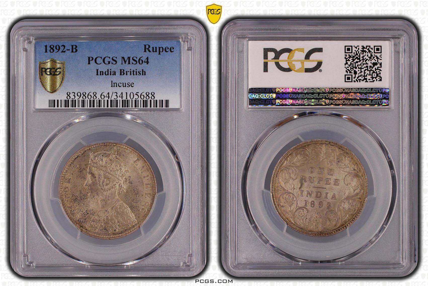 INDIA, Victoria, Rupee 1892, Bombay, Prid. 181, Top Pop, PCGS MS 64
