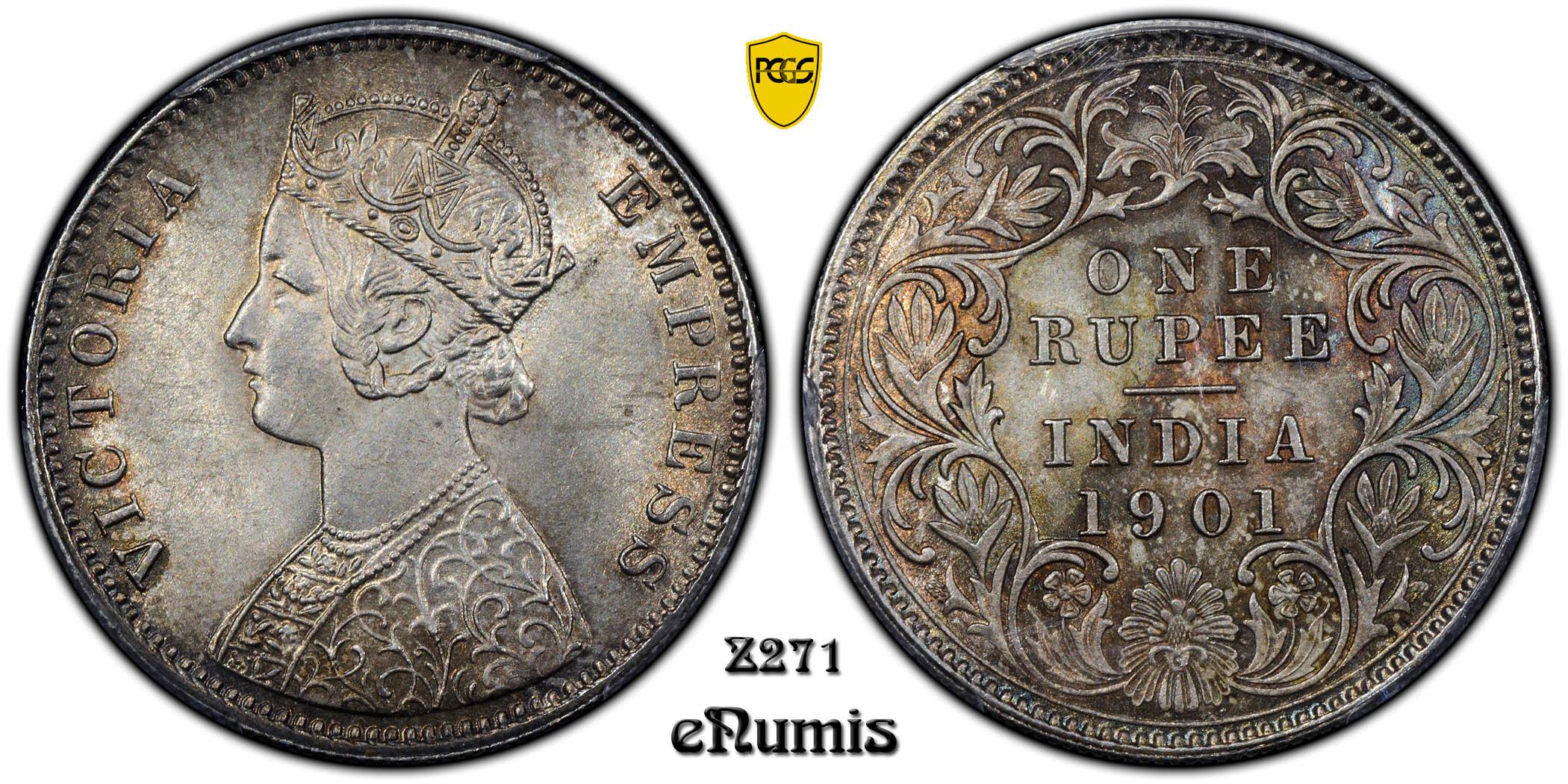 INDIA, Victoria, Rupee 1901, Calcutta, PCGS MS 64