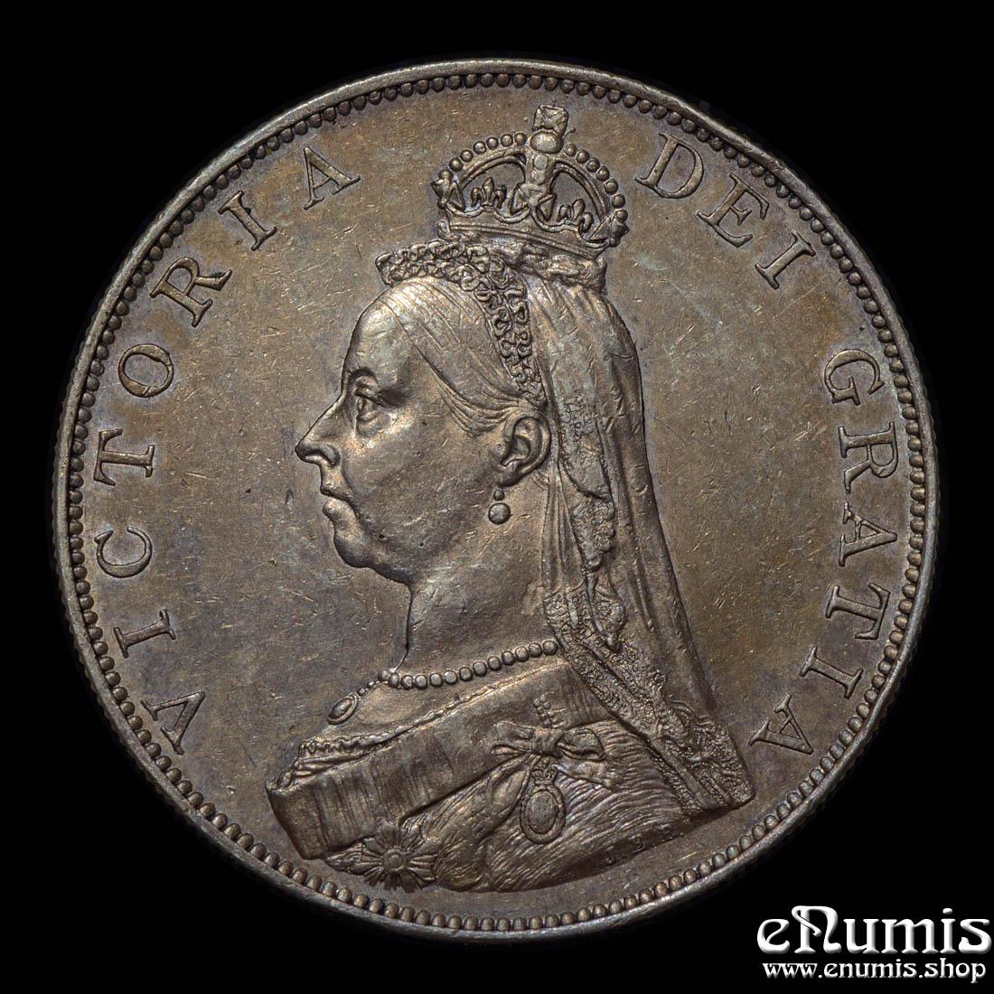 Great Britain, Victoria, Double Florin 1887, Arabic 1, Mule, Rare!, XF-UNC