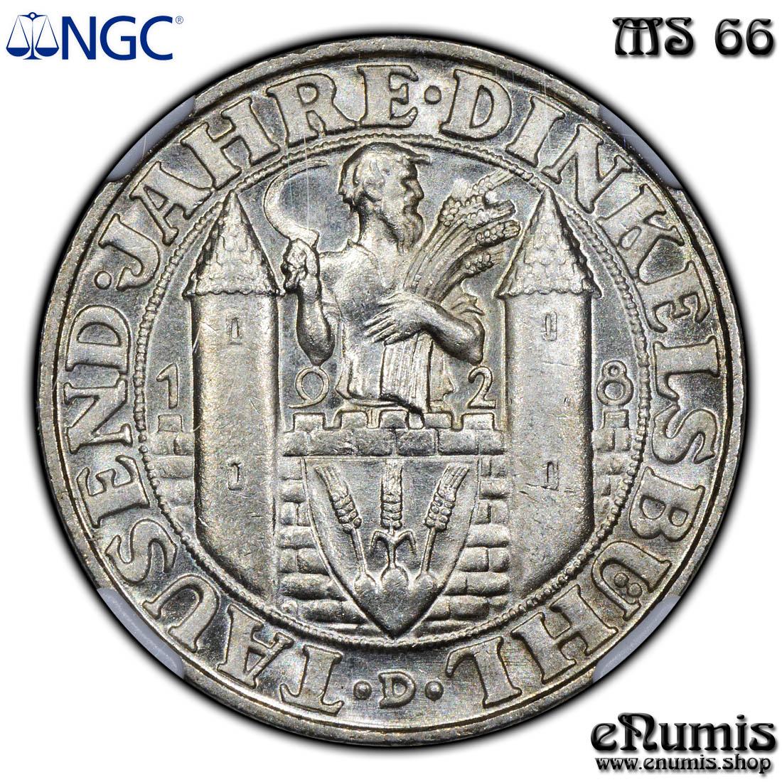 Germany, Weimar Republic, 3 Mark 1928 D, Dinkelsbuhl, NGC MS 66