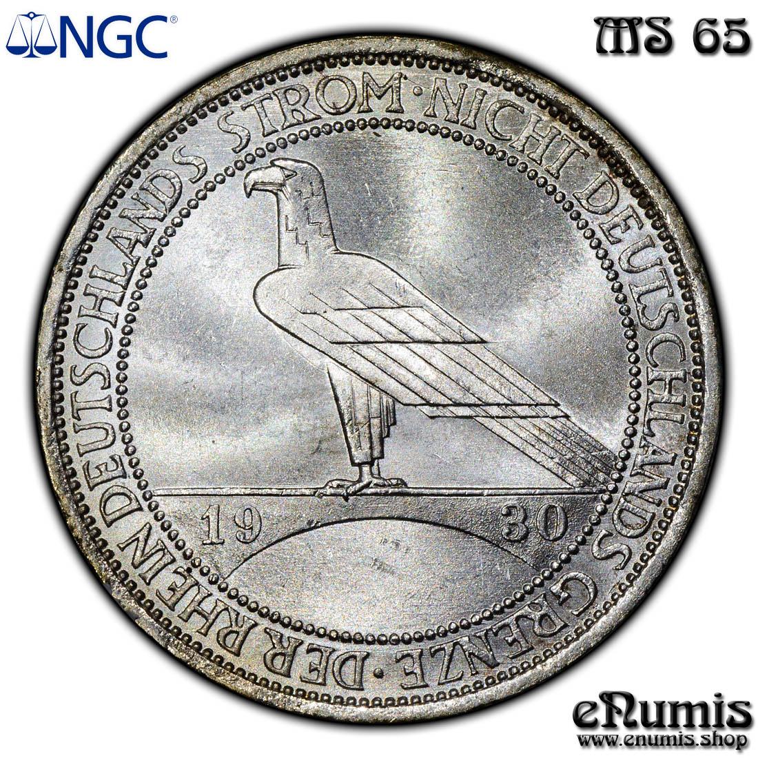 Germany, Weimar Republic, 3 Mark 1930 A, Rhineland, NGC MS 65