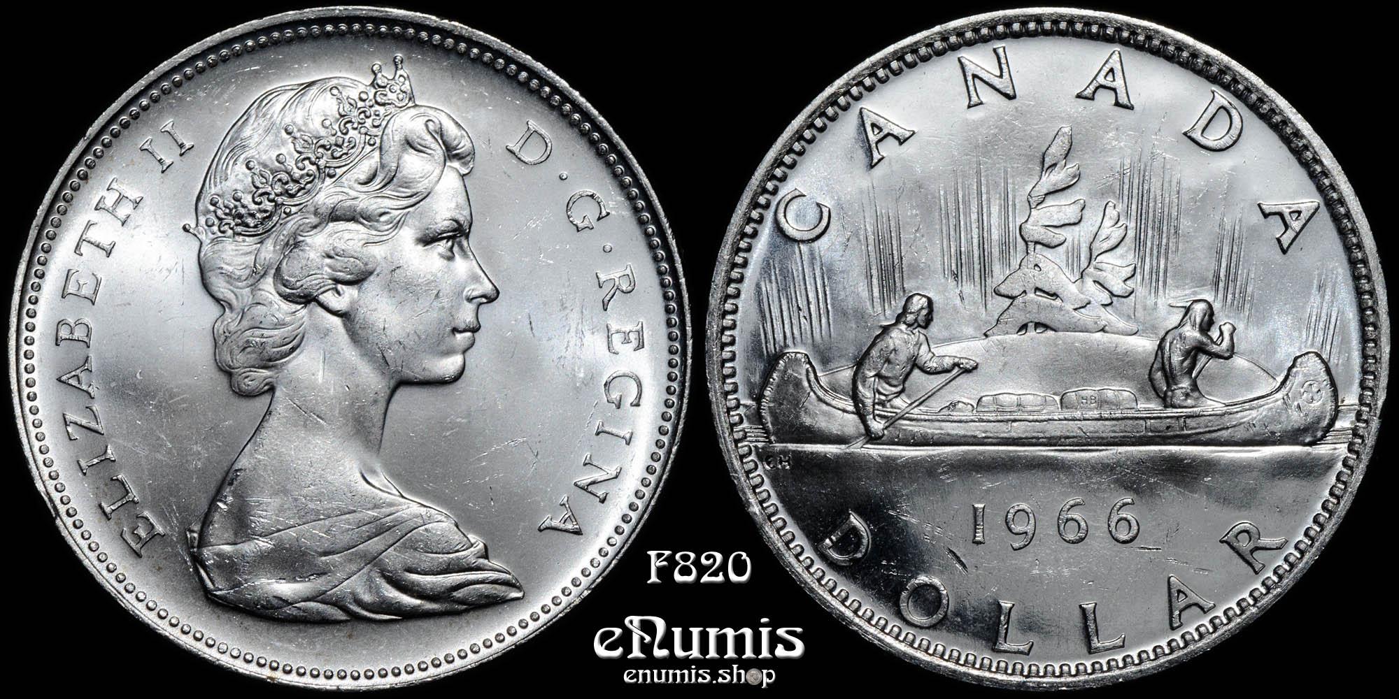CANADA, Elizabeth II, Dollar 1966, silver, UNC