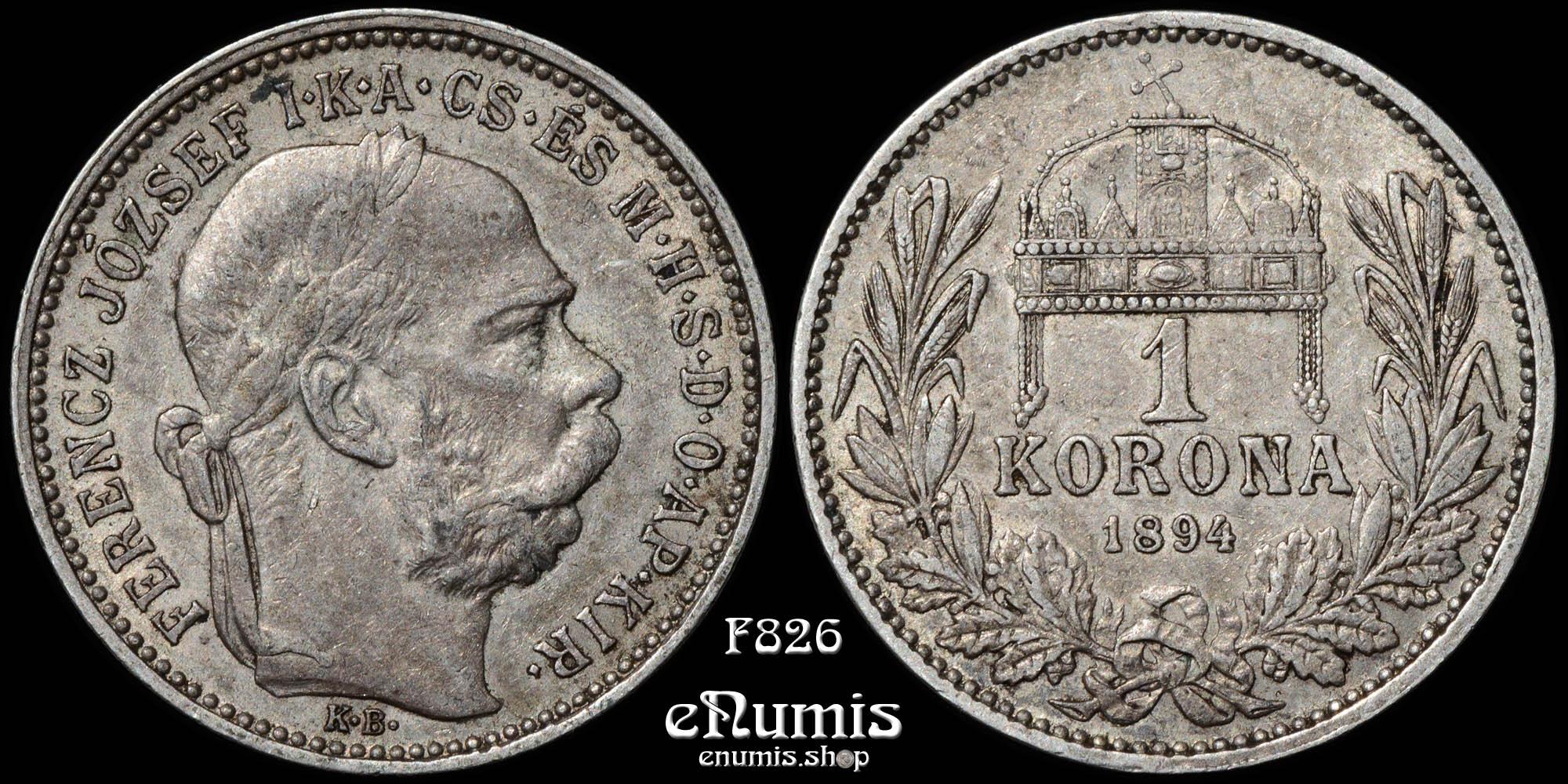 HUNGARY, Franz Joseph I, 1 Korona 1894, XF