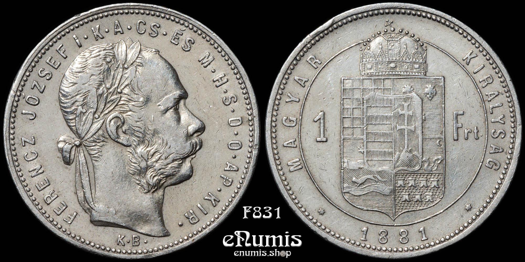 HUNGARY, Franz Joseph I, 1 Forint 1881, XF+ HUNGARY, Franz Joseph I, 1 Forint 1881, XF+