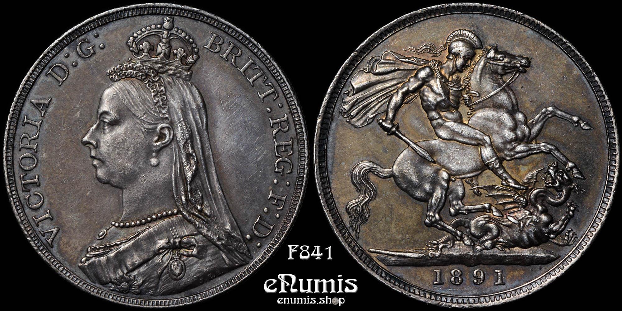 Great Britain, Victoria, Crown 1891, better date, trace of Prooflike, aUNC Great Britain, Victoria, Crown 1891, better date, trace of Prooflike, aUNC