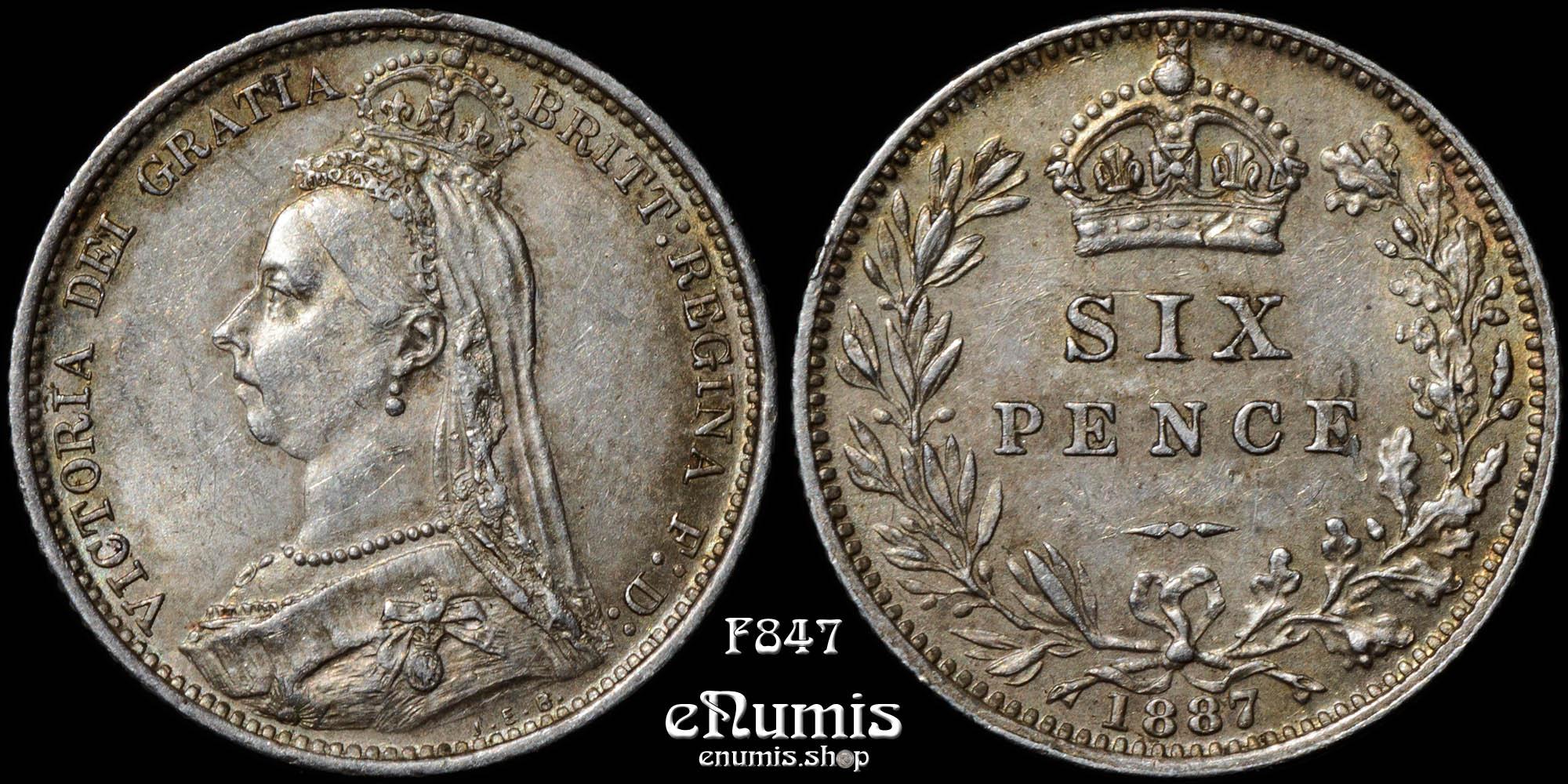 Great Britain, Victoria, Sixpence 1887, wreath type, aUNC Great Britain, Victoria, Sixpence 1887, wreath type, aUNC