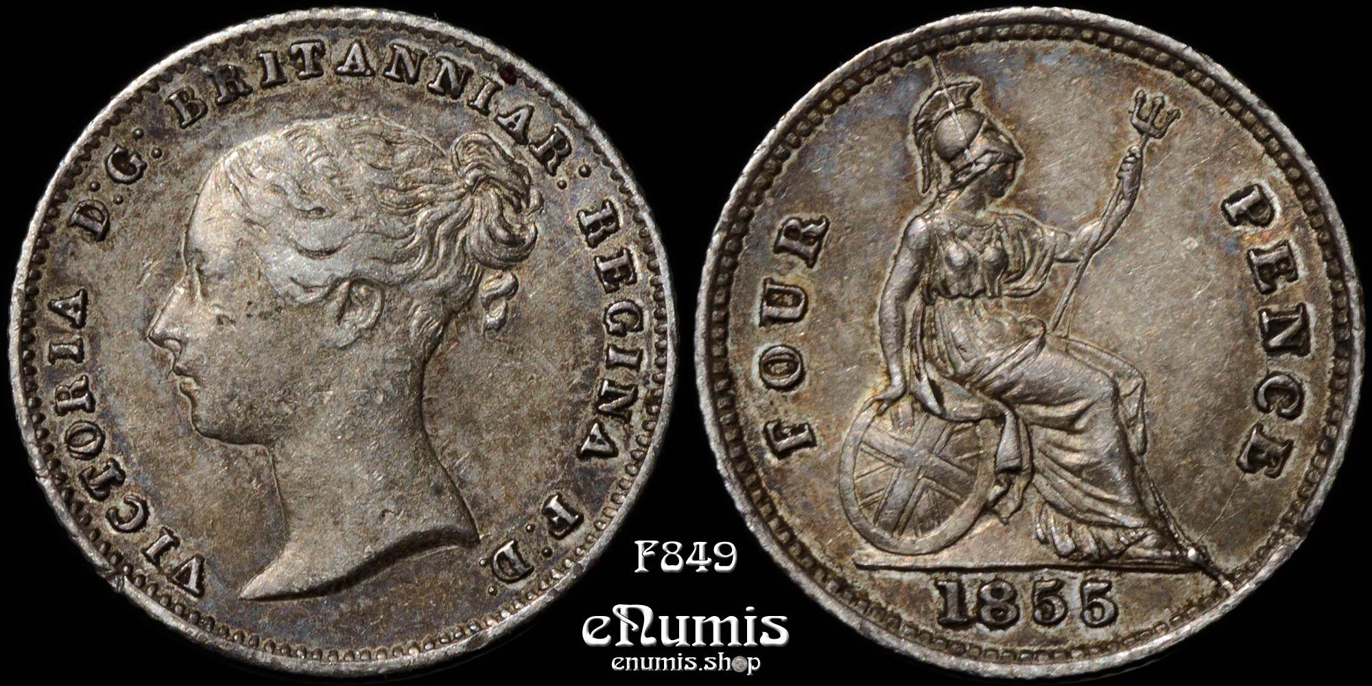 Great Britain, Victoria, 4 Pence 1855, Groat, variety, aUNC