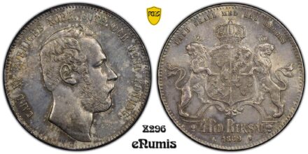 SWEDEN, Karl XV, Riksdaler Specie (4 Riksdaler Riksmynt) 1869, PCGS AU 55