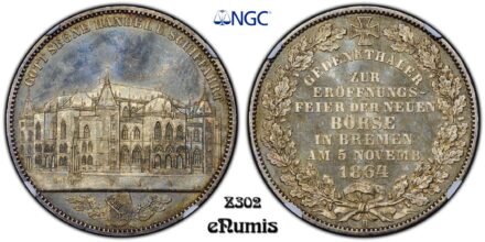 Germany, Bremen, Taler 1864, New exchange, NGC MS 65