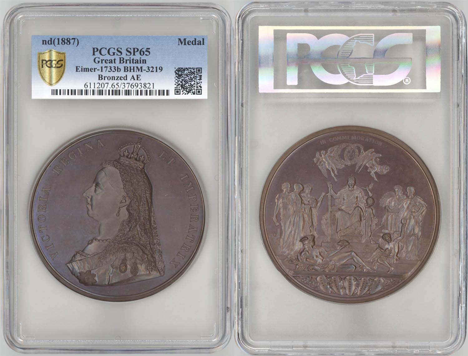 Great Britain, Victoria, Official Medal 1887, Golden Jubilee, Top Pop, PCGS SP 65