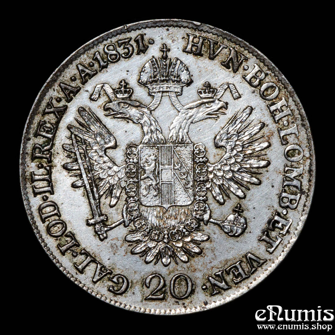 AUSTRIA, Franz I, 20 Kreuzer 1831 A, aXF