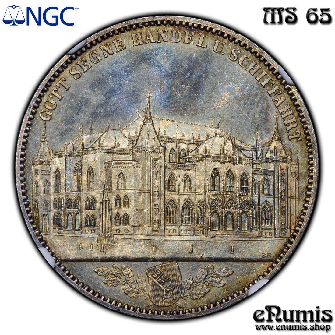 Germany, Bremen, Taler 1864, New exchange, NGC MS 65