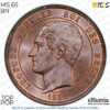 BELGIUM, Leopold I, 10 Centimes 1853, Wedding, Top Pop, PCGS MS 65 BN