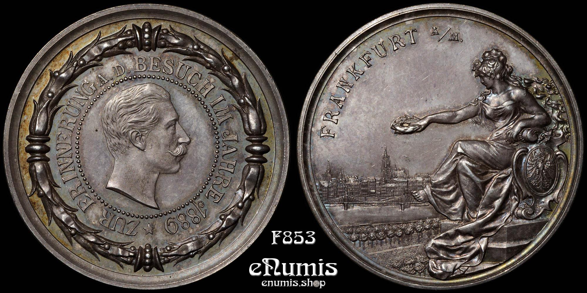 Germany, Frankfurt, Silver Medal 1889, Wilhelm II visit, Rare!, UNC Germany, Frankfurt, Silver Medal 1889, Wilhelm II visit, Rare!, UNC