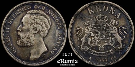 SWEDEN, Oscar II, 1 Krona 1884, VF+