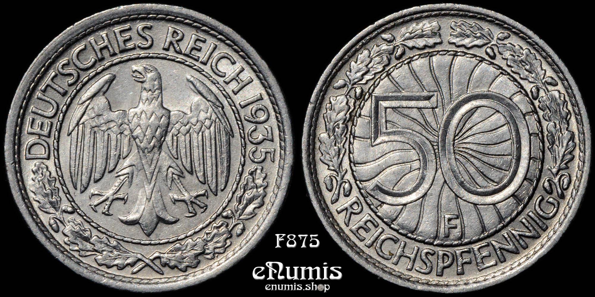 Germany, Third Reich, 50 Pfennig 1935 F, Stuttgart, UNC