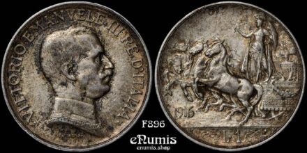 ITALY, Vittorio Emanuele III, 1 Lira 1916, better year, XF+