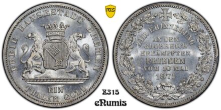 Germany, Bremen, Taler 1871, Victory over France, PCGS MS 65