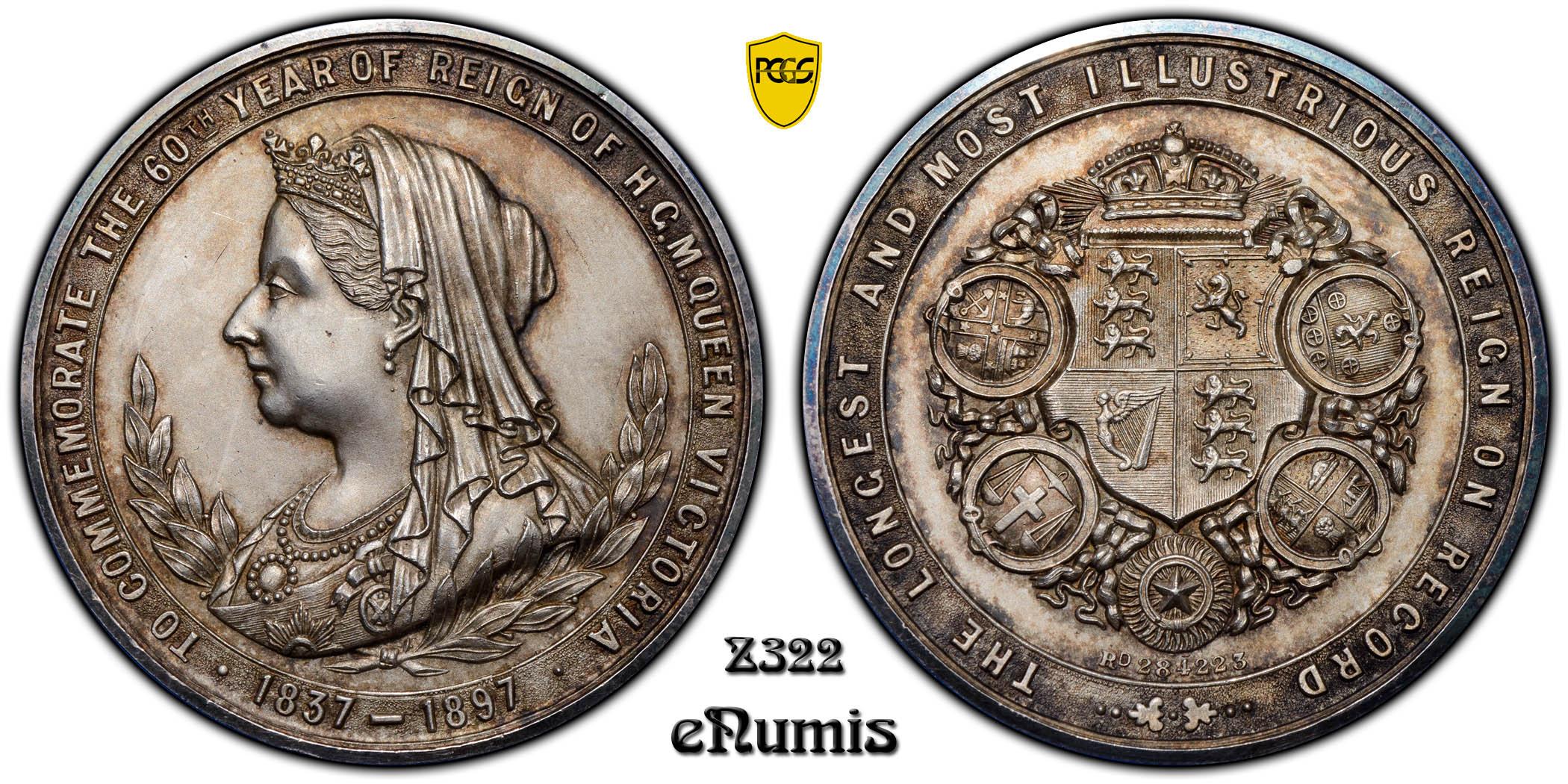 Great Britain, Victoria, Silver Medal 1897, Diamond Jubilee, Rare!, PCGS SP 64 Great Britain, Victoria, Silver Medal 1897, Diamond Jubilee, Rare!, PCGS SP 64