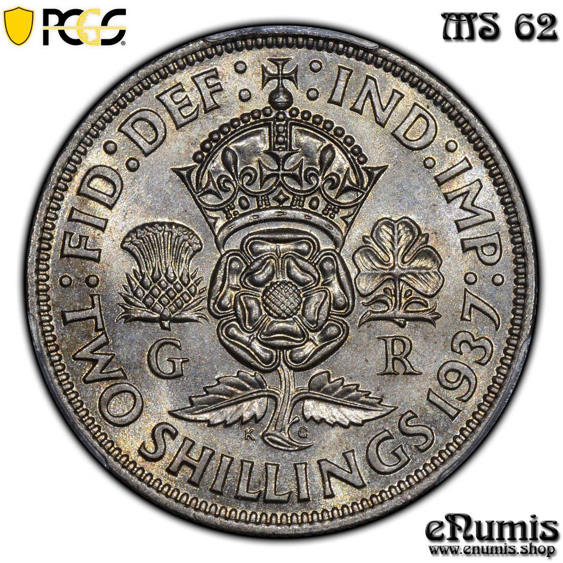Great Britain, George VI, Florin 1937, undergraded, PCGS MS 62