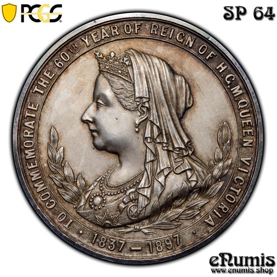 Great Britain, Victoria, Silver Medal 1897, Diamond Jubilee, Rare!, PCGS SP 64 Great Britain, Victoria, Silver Medal 1897, Diamond Jubilee, Rare!, PCGS SP 64